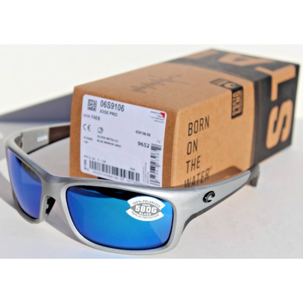 Costa Del Mar Jose Pro 580g Polarized Sunglasses Silver/Blue Mirror 580 New